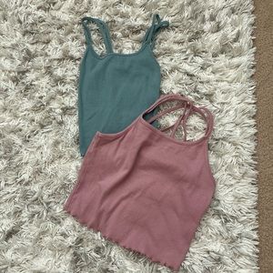 Girls plain ribbed tank cropped